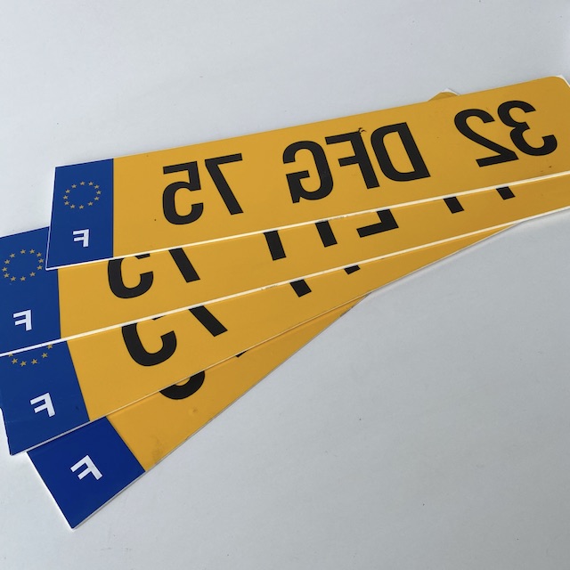 NUMBER PLATE, EU France - Yellow Blue Reversed (Single)